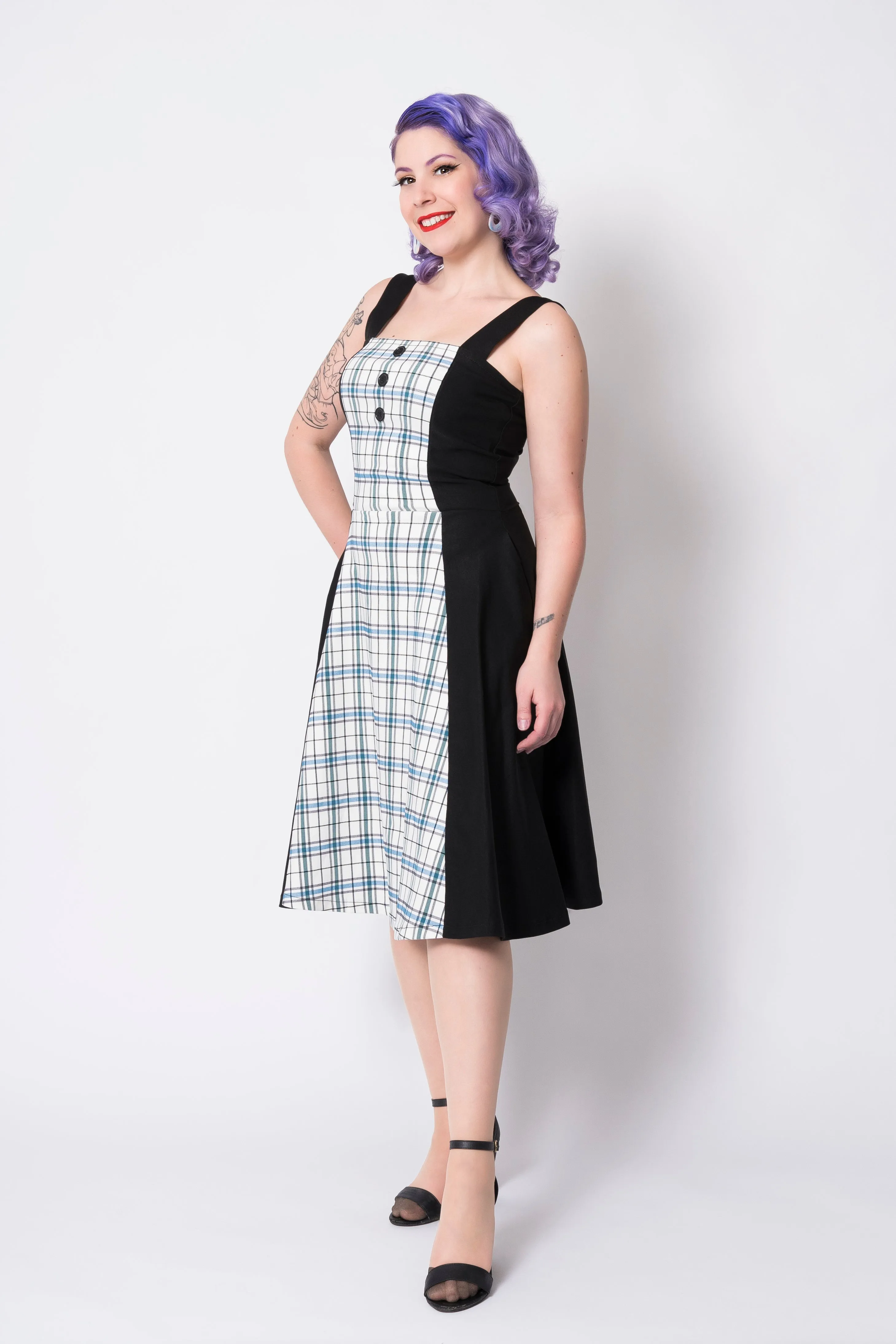 All Dolled Up dress - white plaid
