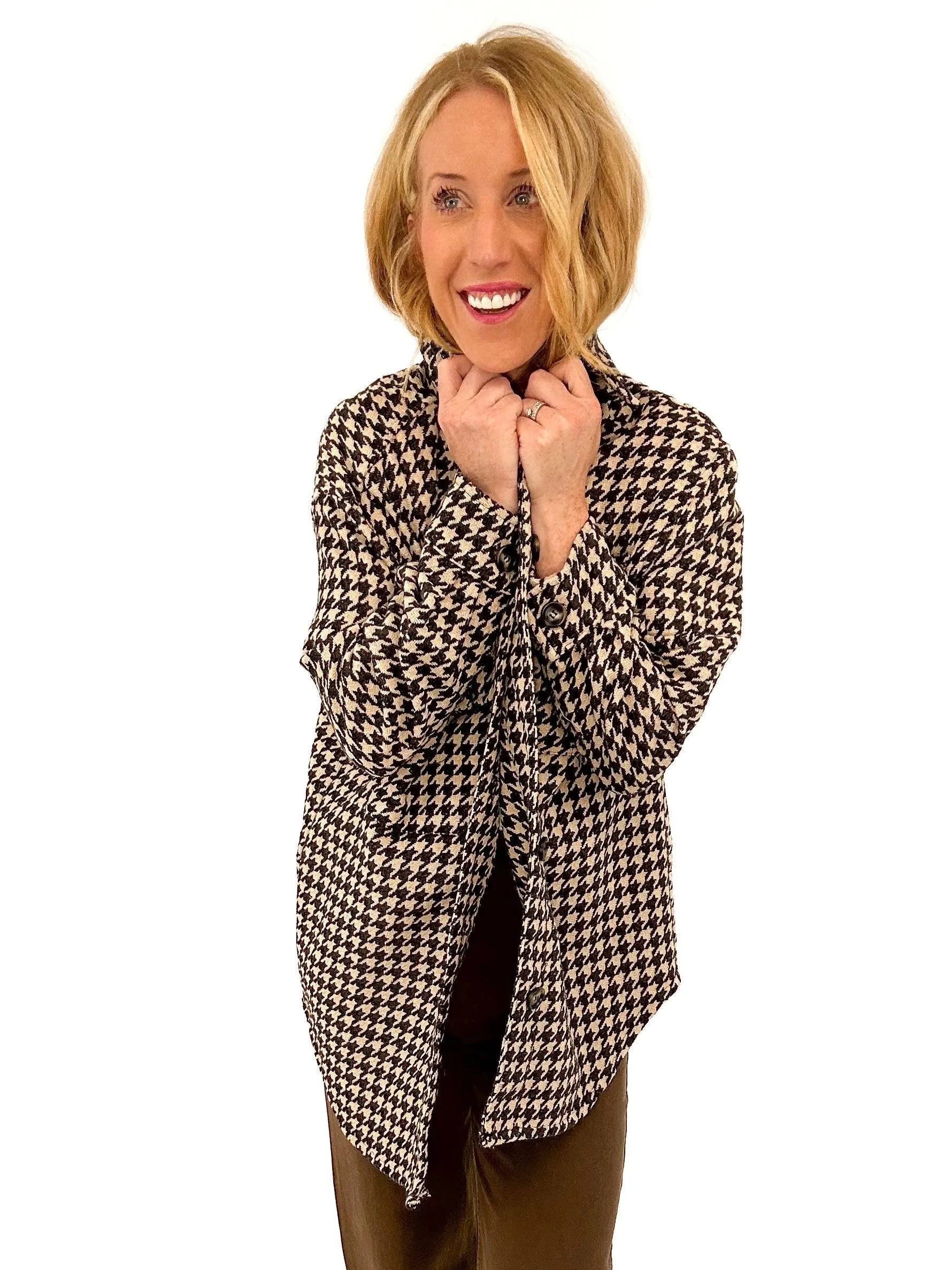 All That's Houndstooth Shacket
