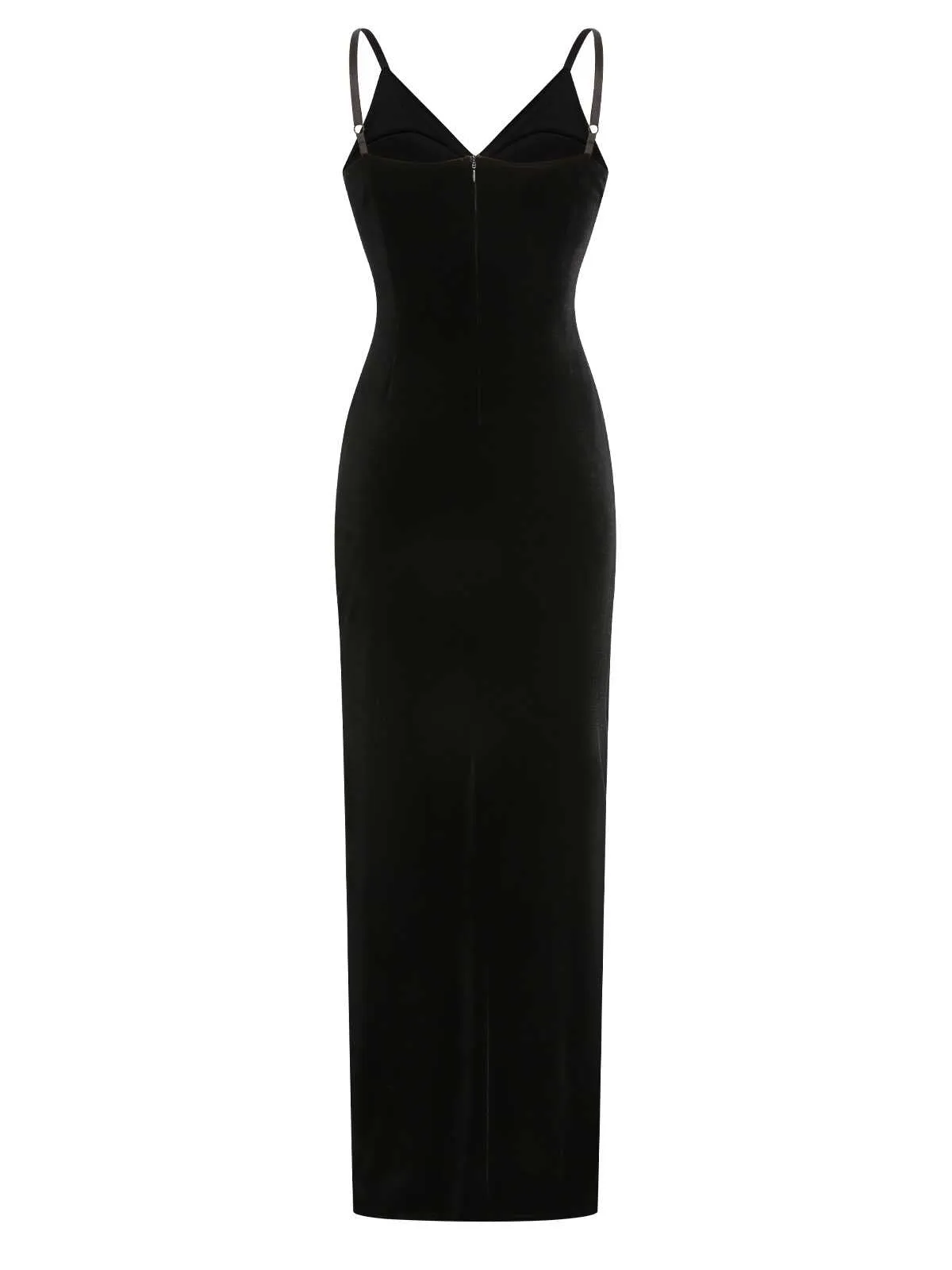 Black 1960s Spaghetti Strap Velvet Beading Dress