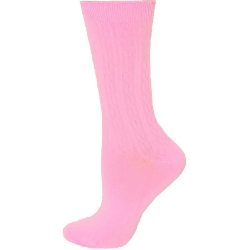 Cable Pattern Crew Rayon 3 pair pack Socks