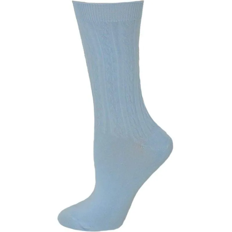 Cable Pattern Crew Rayon 3 pair pack Socks