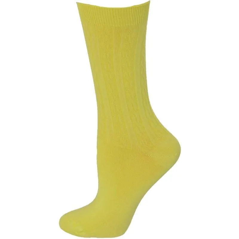 Cable Pattern Crew Rayon 3 pair pack Socks