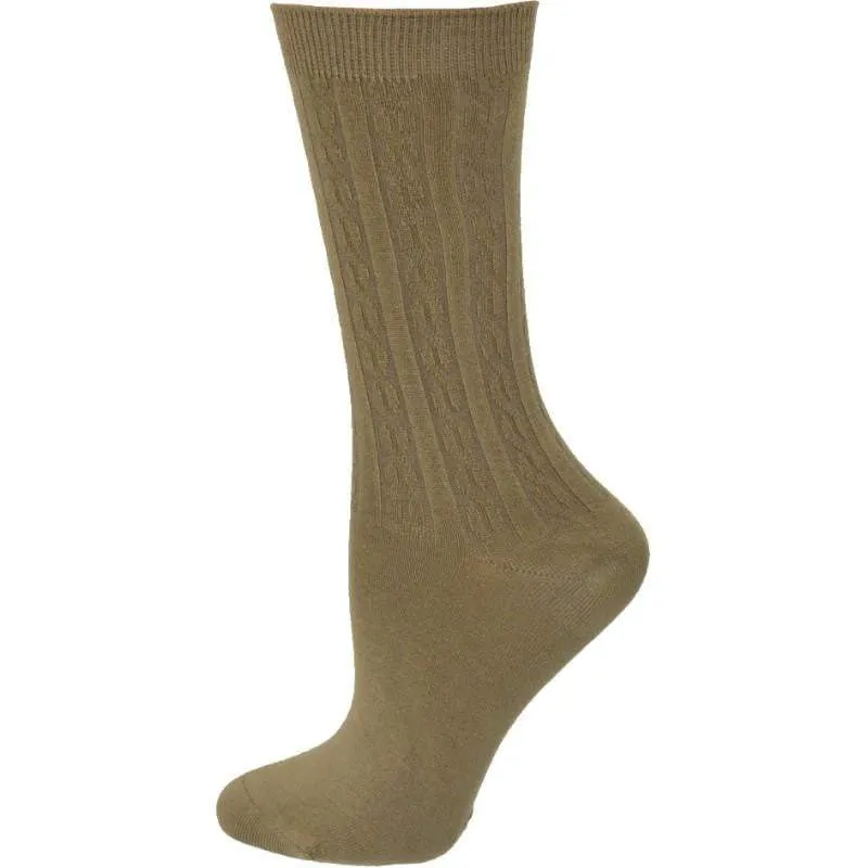 Cable Pattern Crew Rayon 3 pair pack Socks