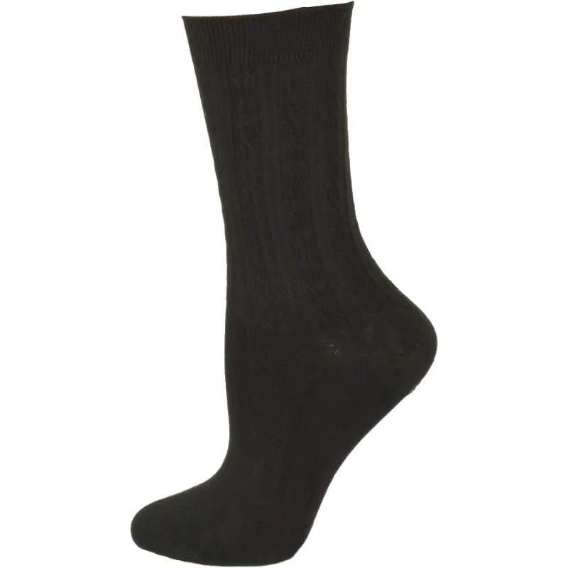 Cable Pattern Crew Rayon 3 pair pack Socks