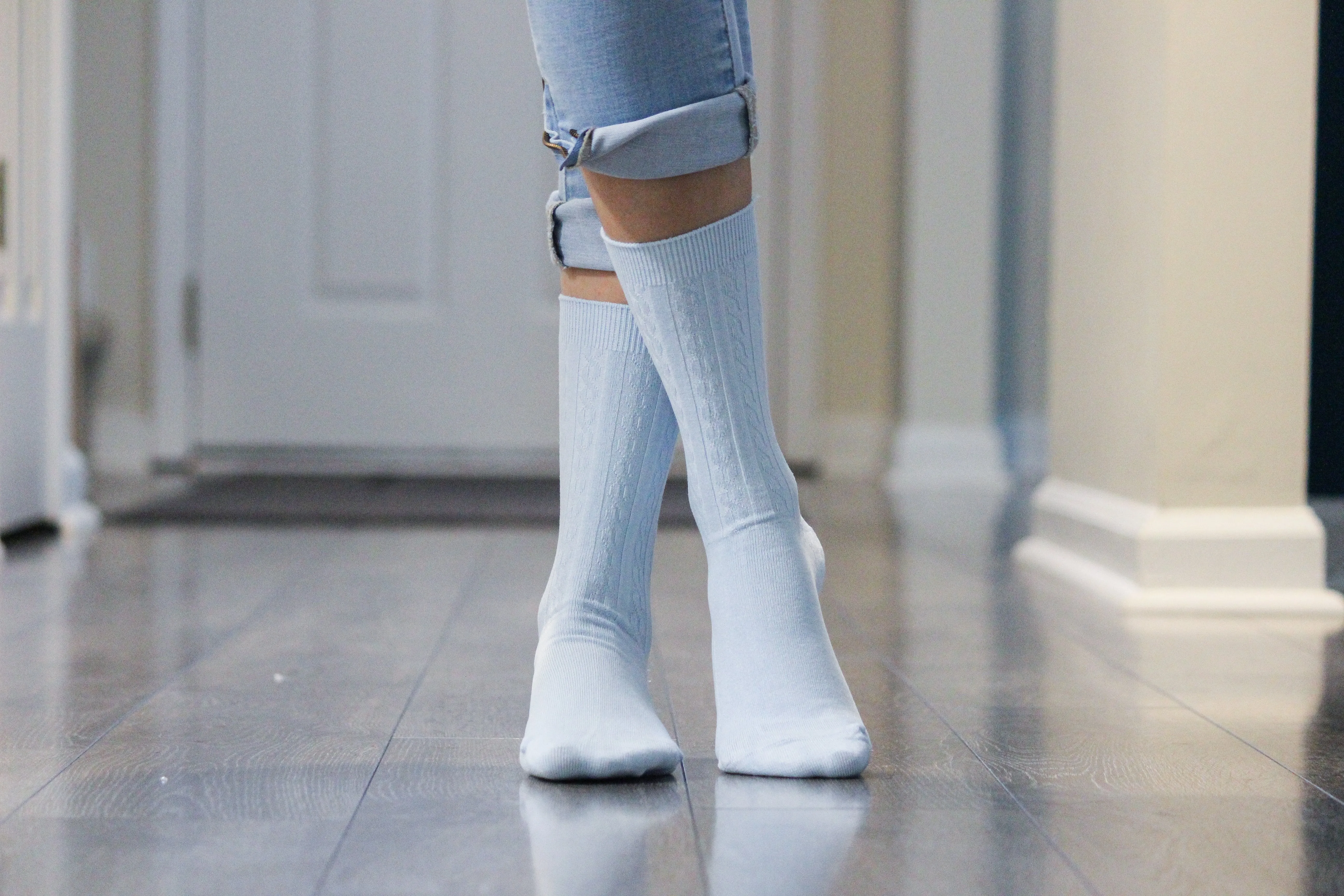 Cable Pattern Crew Rayon 3 pair pack Socks