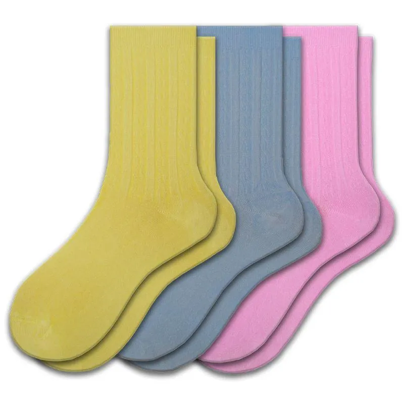 Cable Pattern Crew Rayon 3 pair pack Socks