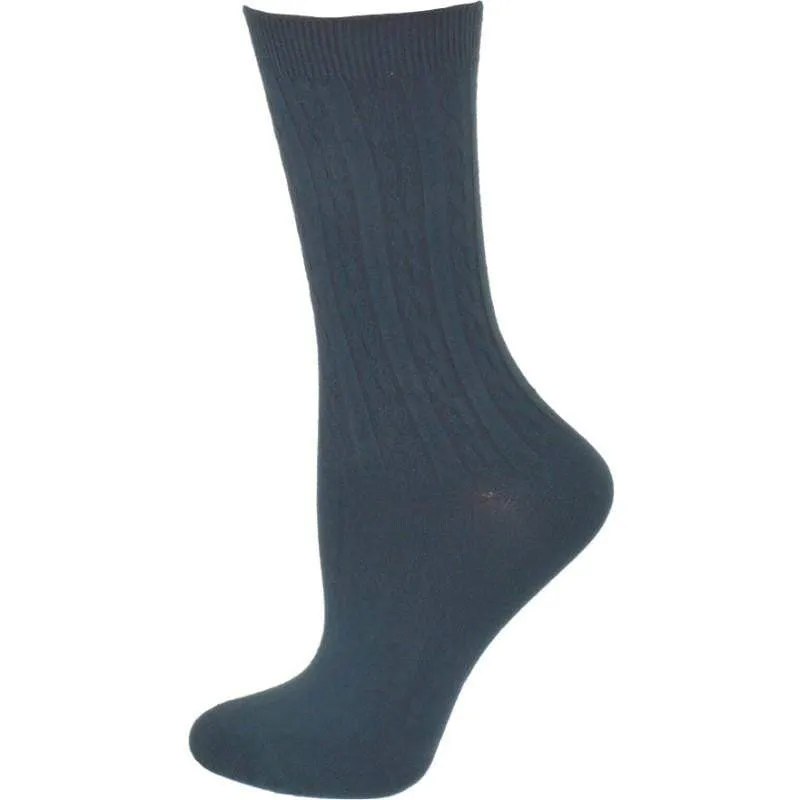 Cable Pattern Crew Rayon 3 pair pack Socks