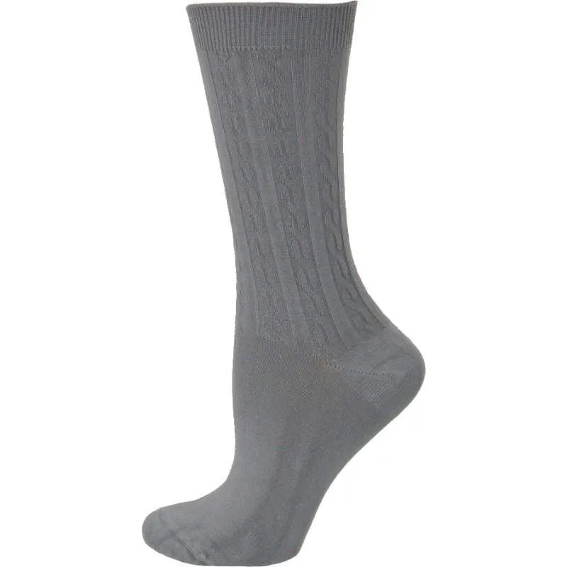 Cable Pattern Crew Rayon 3 pair pack Socks