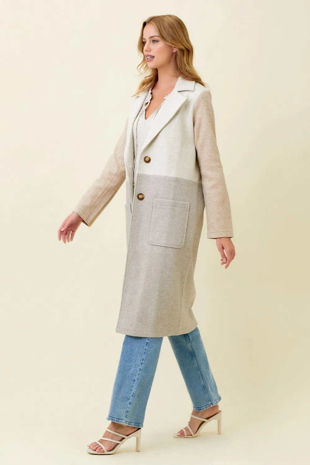 Color Block Long Coat