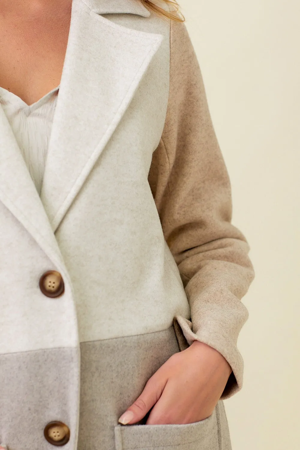 Color Block Long Coat