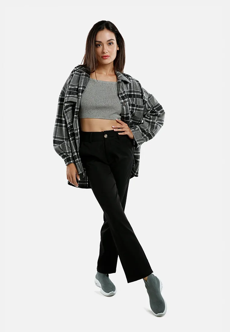 Long Sleeves Oversized Checkered Shacket