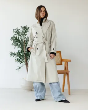 LONG TRENCH COAT WITH BELT BEIGE