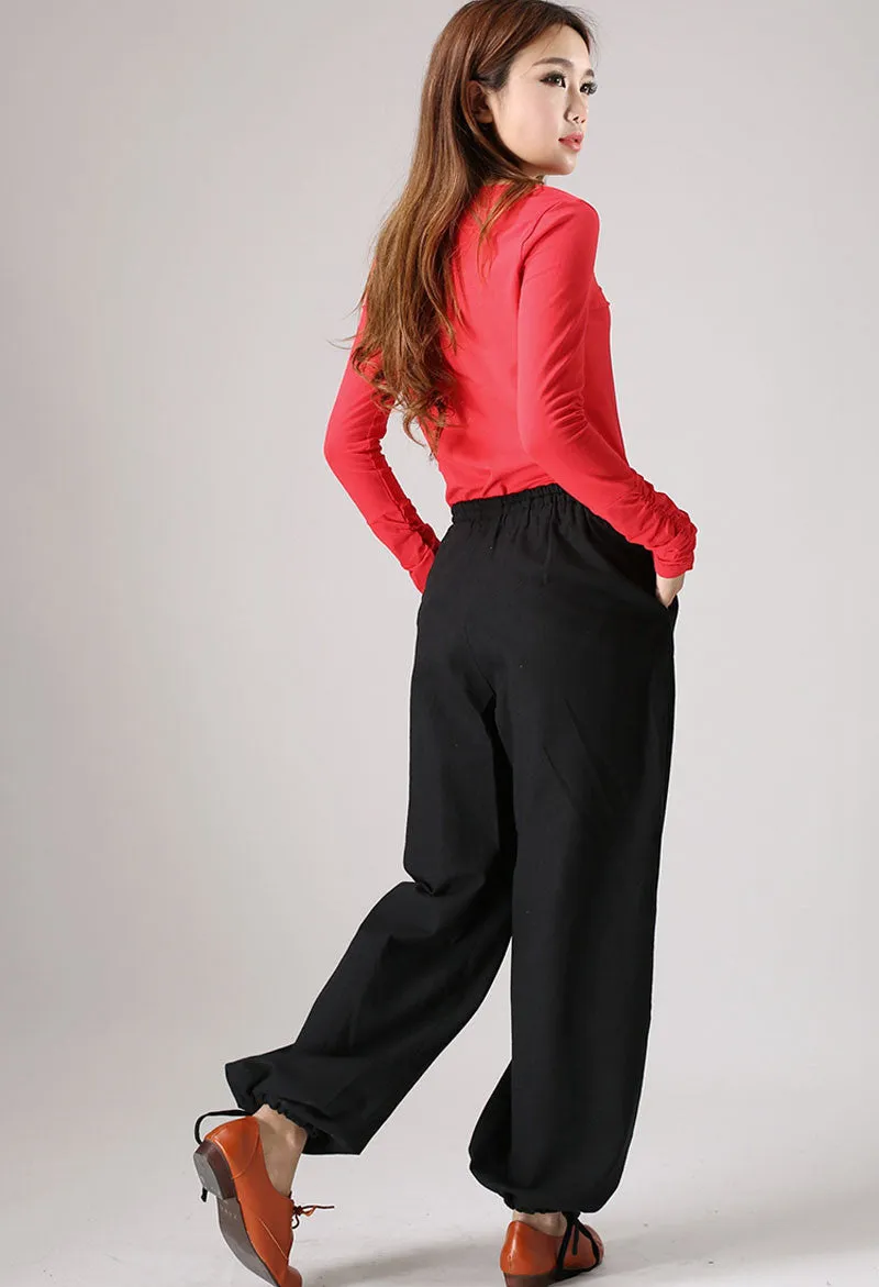 Loose cuffed Linen pants for  womens 853