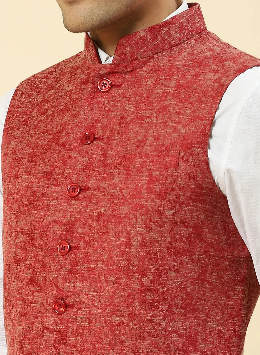 Men Red Solid Coat
