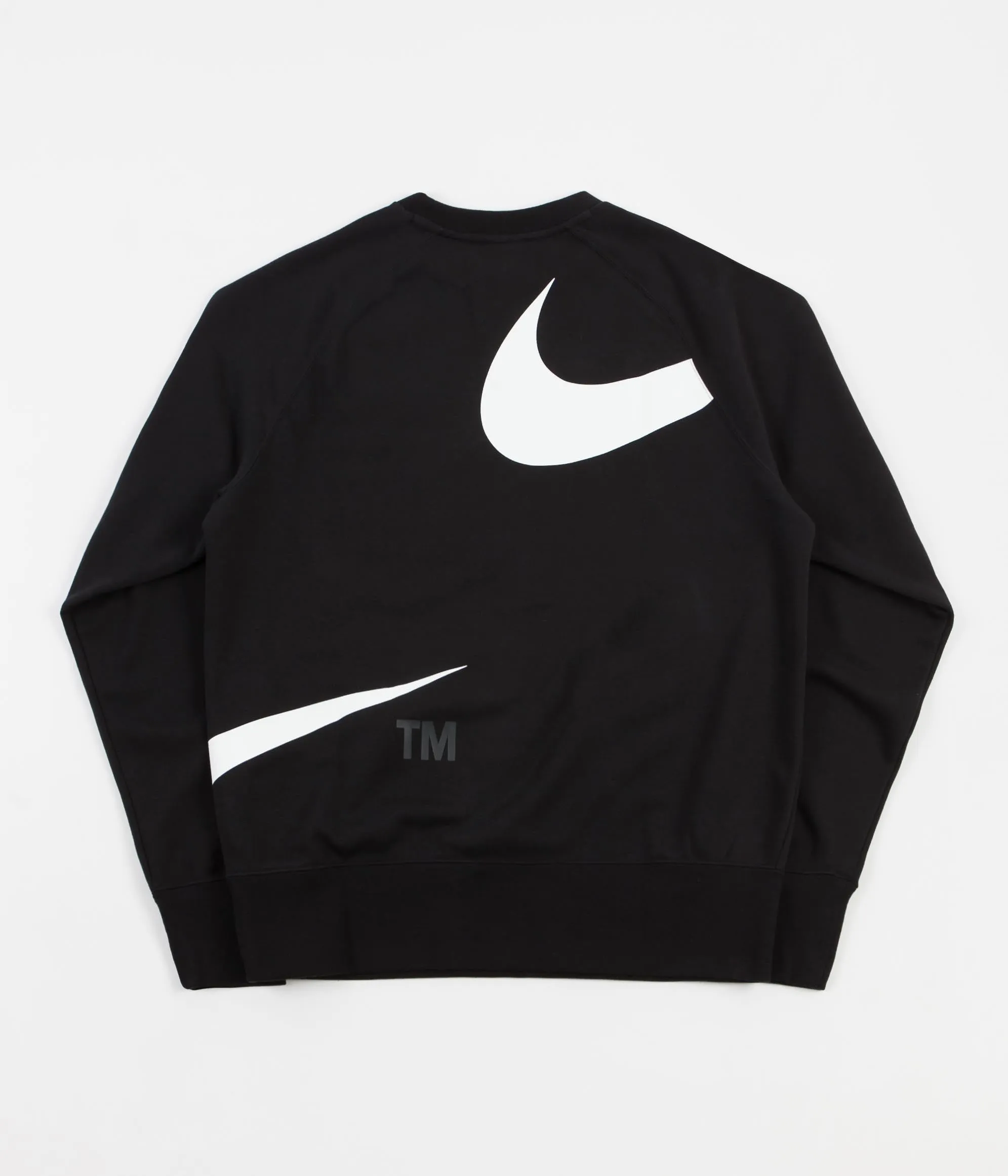 Nike Semi-Brushed Swoosh Crewneck Sweatshirt - Black / White