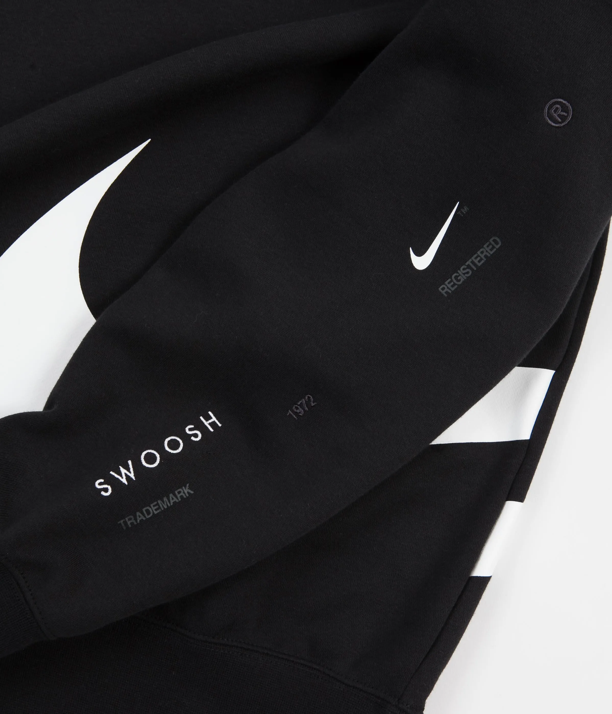 Nike Semi-Brushed Swoosh Crewneck Sweatshirt - Black / White