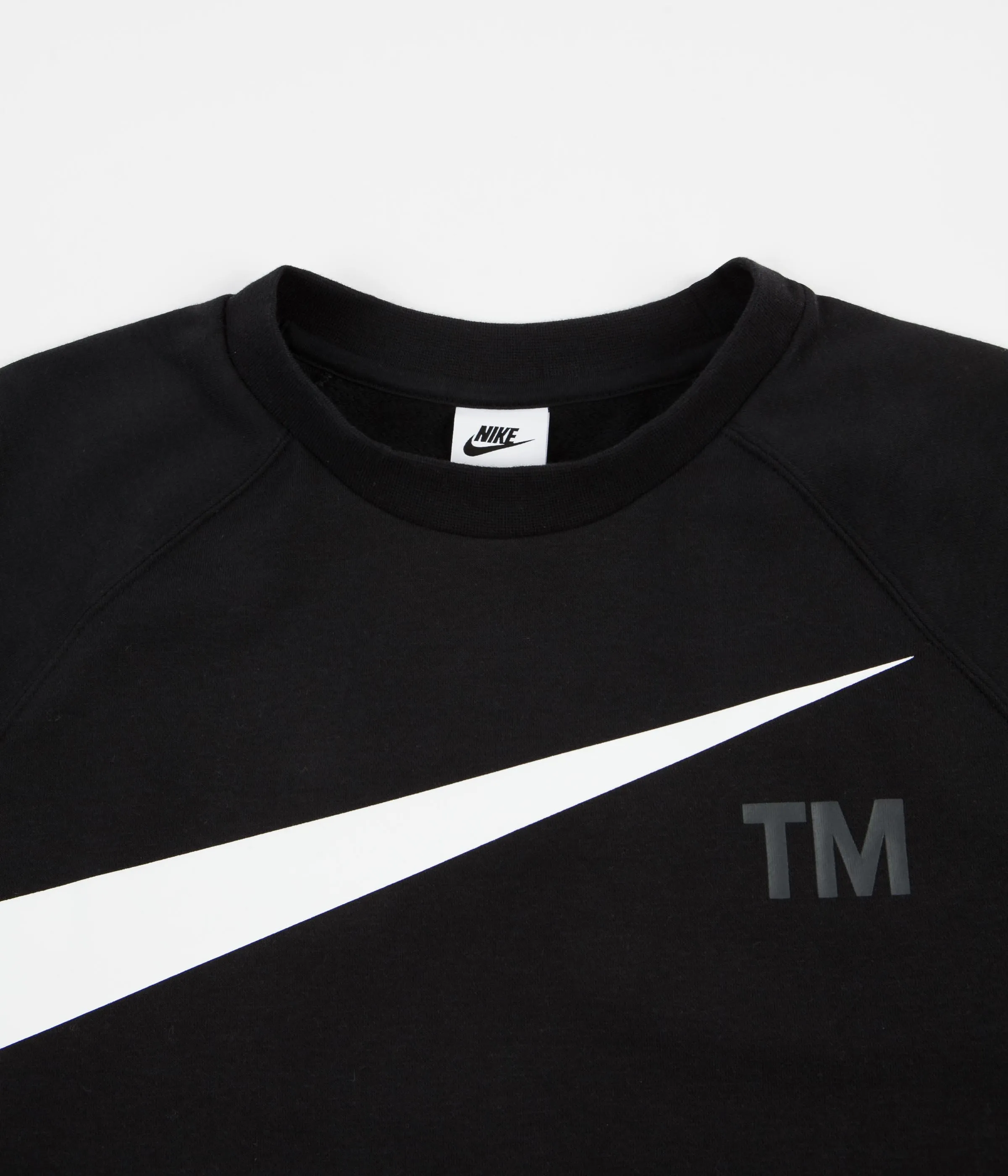 Nike Semi-Brushed Swoosh Crewneck Sweatshirt - Black / White