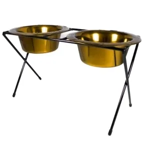 Platinum Pets DeluX Double Raised Feeder Wide Rimmed Dog Bowls 2 x 2 Cups