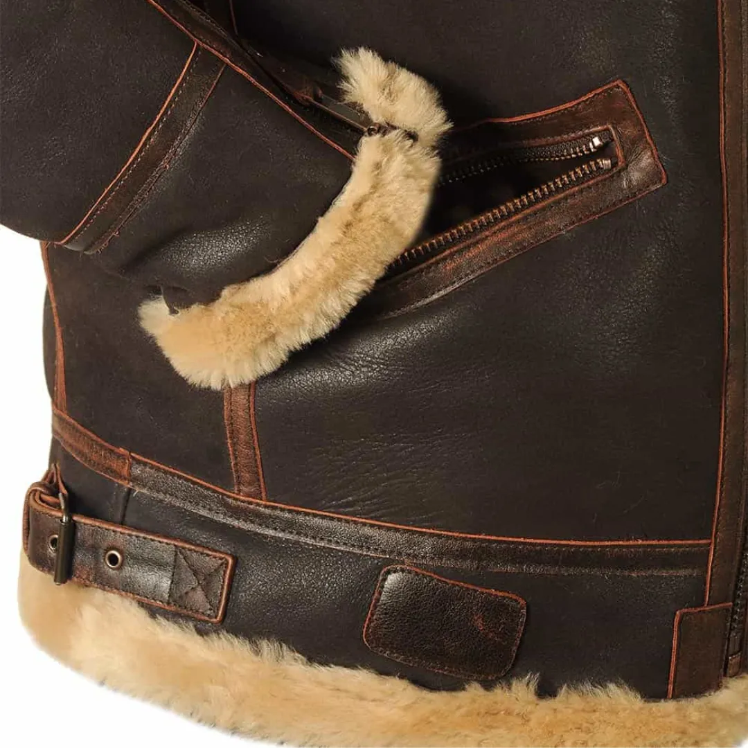 Ronan™ | Aviator Shearling Leather Jacket