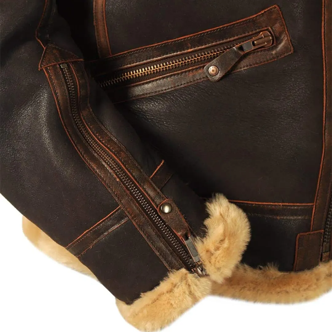 Ronan™ | Aviator Shearling Leather Jacket