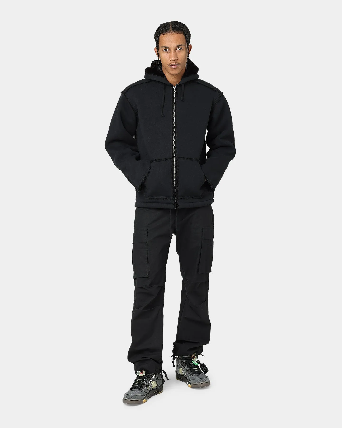 Supreme Faux Shearling Hooded Jacket Black