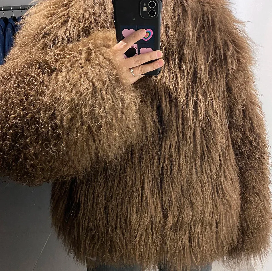 Tibet-Lamb Curly Shearling Jacket