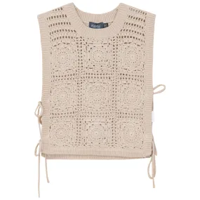 vest crochet knitted - dark almond