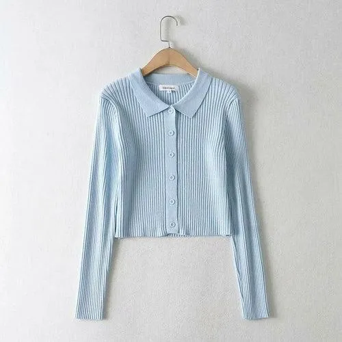 Women Polo Knitted Cardigan Coat