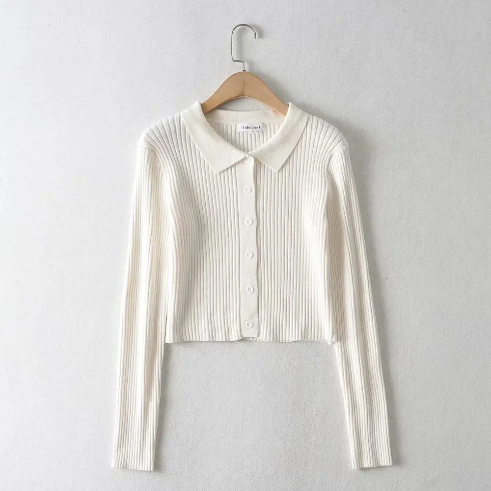 Women Polo Knitted Cardigan Coat