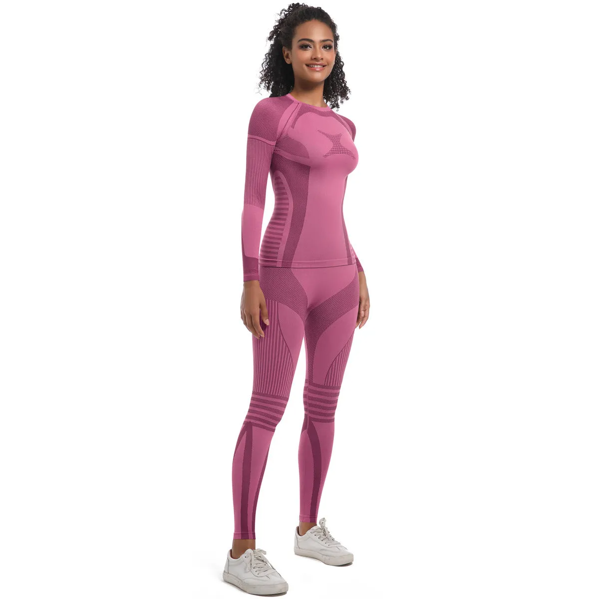 Women Wicking Thermal Sports Ski Yoga Two Piece Pant Sets