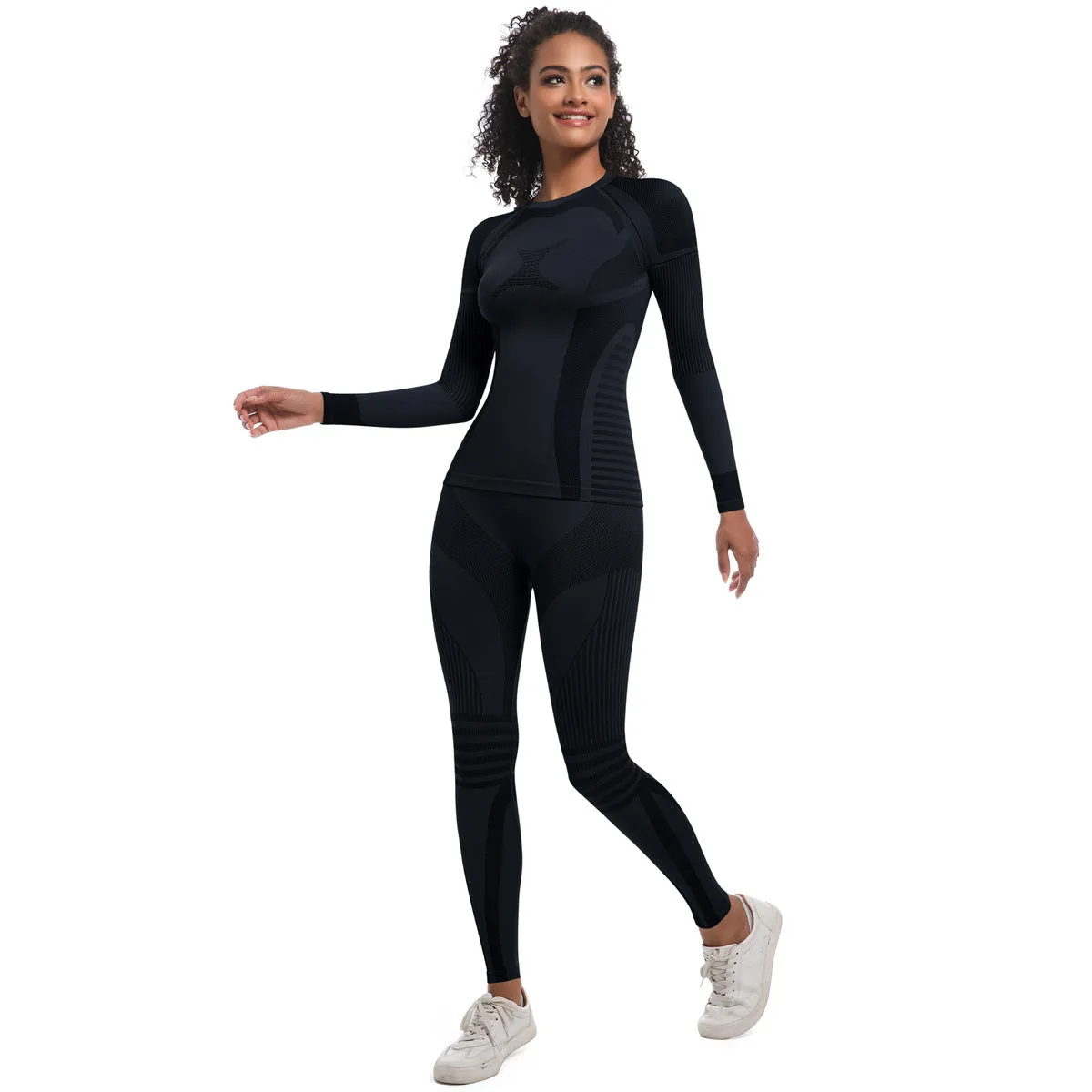 Women Wicking Thermal Sports Ski Yoga Two Piece Pant Sets