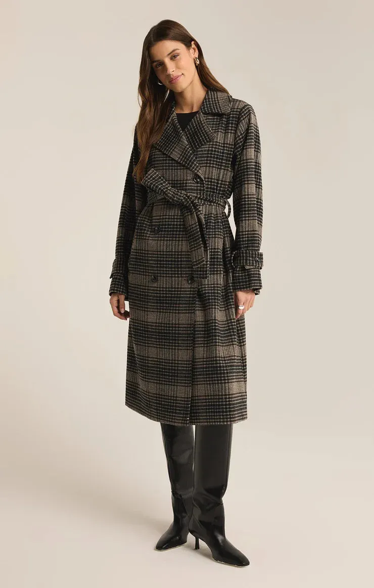Z Supply Jackie Plaid Trench